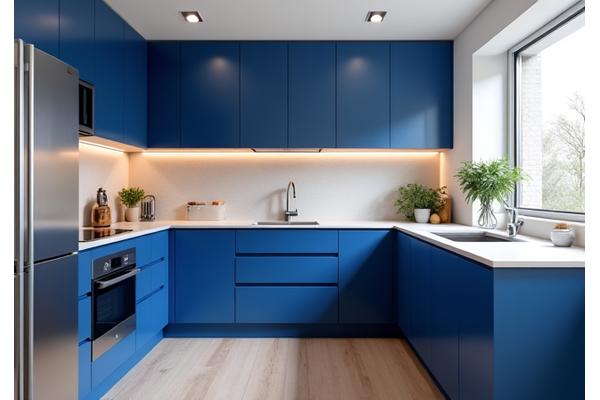 Modern apartment kitchen renovation with new appliances and cabinetry